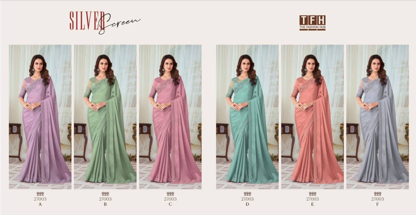 Silver Screen 27003 By Tfh Glorious Silk Designer Saree Wholesale Online
